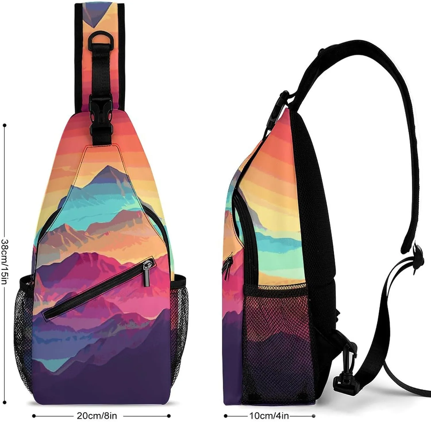 Color Mountain Gradient Sling Bag Crossbody Bags Cross Body Bag Fanny Packs Chest Bags Sling Purses for Travel