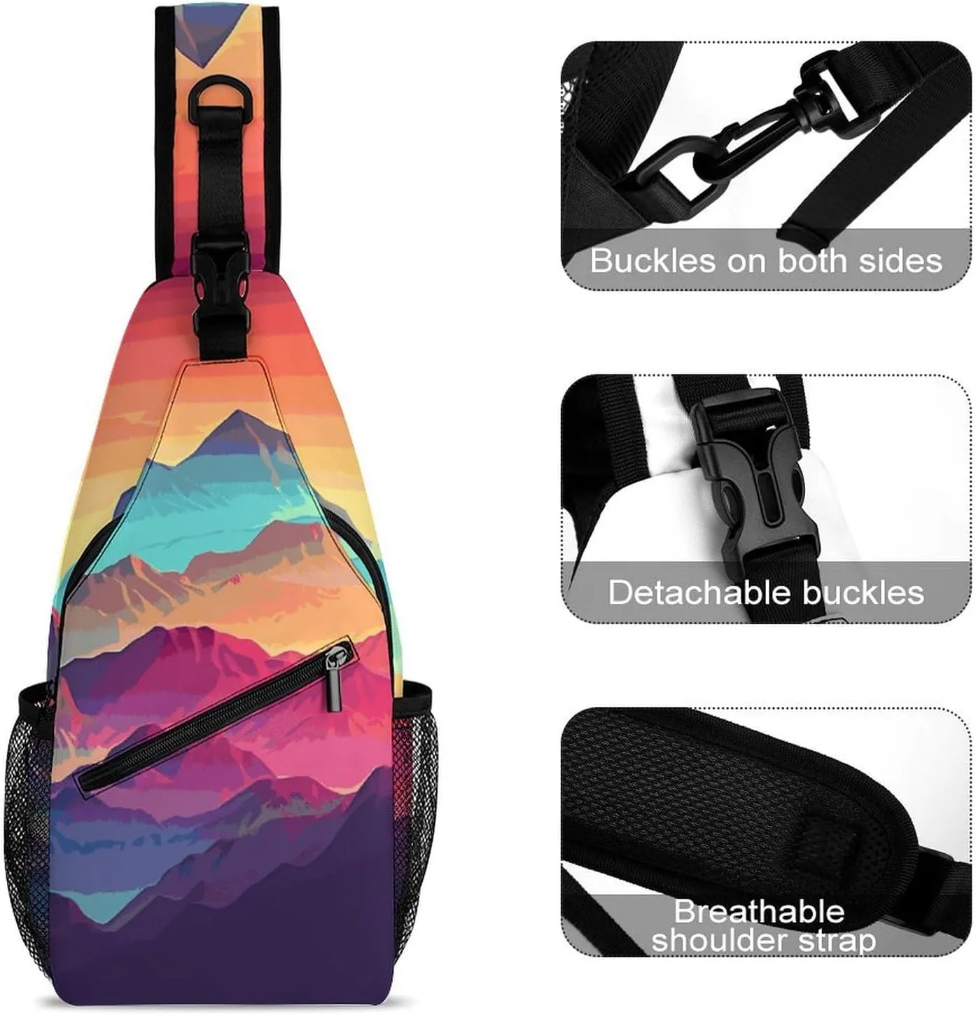 Color Mountain Gradient Sling Bag Crossbody Bags Cross Body Bag Fanny Packs Chest Bags Sling Purses for Travel