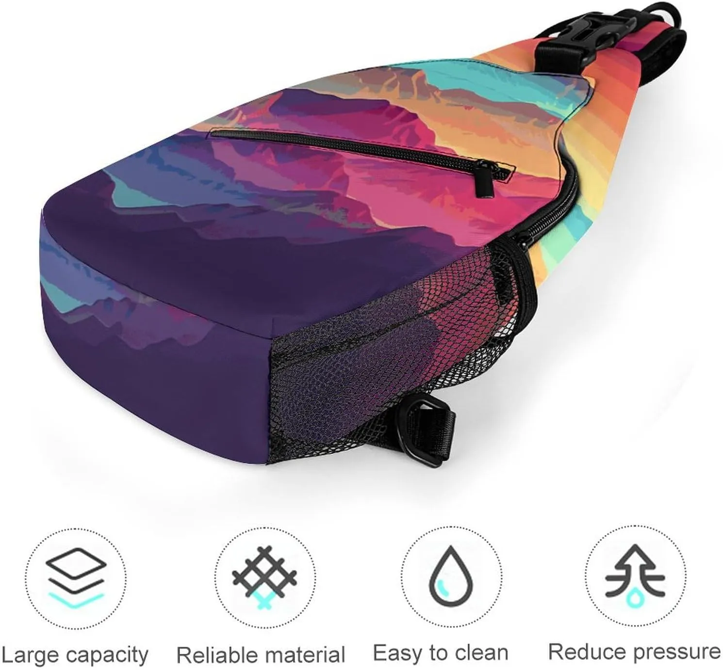 Color Mountain Gradient Sling Bag Crossbody Bags Cross Body Bag Fanny Packs Chest Bags Sling Purses for Travel