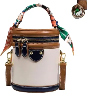 Colorblock Bucket Bag for Women, 2025 New Summer Niche Design Cylinder Bag, Women's Shoulder Bags