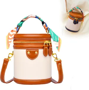 Colorblock Bucket Bag for Women, Adjustable Shoulder Strap Leather Crossbody Bag, Women's Crossbody Bag, Fashion Casual Bags