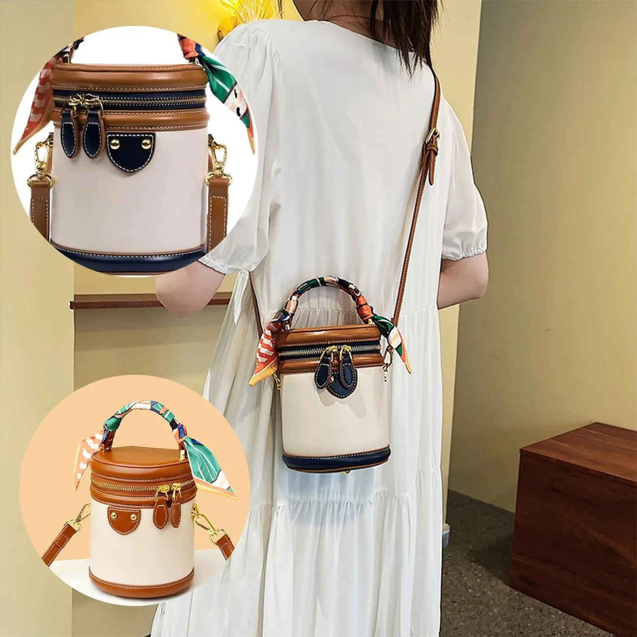 Colorblock Bucket Bag for Women - Fashion Colorblock Bucket Bag Casual, Fashion Versatile Crossbody Bag