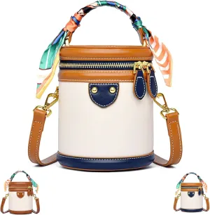 Colorblock Bucket Bag for Women,2025 New Summer Niche Design Cylinder Bag, Fashion Versatile Crossbody