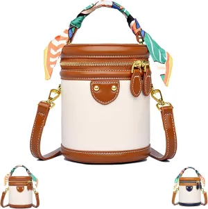 Colorblock Bucket Bag for Women,2025 New Summer Niche Design Cylinder Bag, Fashion Versatile Crossbody
