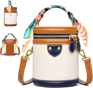Colorblock Bucket Bag For Women,Leather Bucket Handbag,Fashionable Crossbody Bag