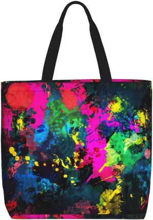 Colorful Abstract Painting print Women Tote Bags with Inner Bag Handbags with Pattern for Shopping Office