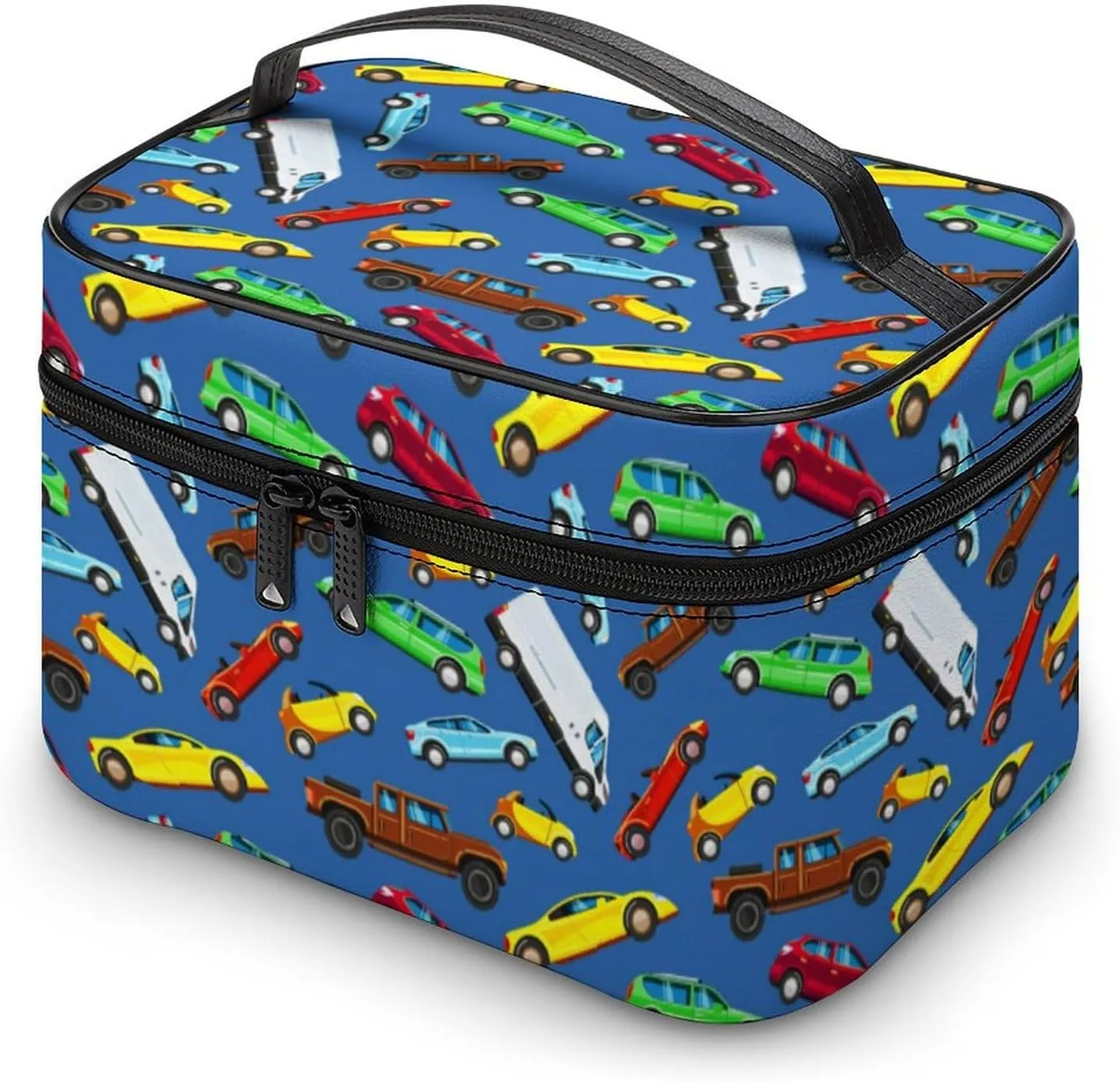 Colorful Anime Cars Travel Makeup Bag For Women Cosmetic Bags Organizer With Soft Handle Compartments Mens Big Capacity Skincare Toiletry Bag Camping Wedding Make Up Pouch