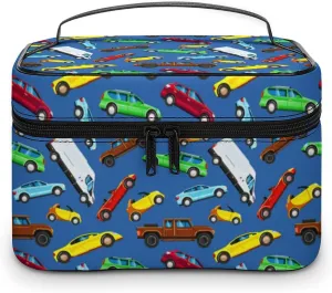 Colorful Anime Cars Travel Makeup Bag For Women Cosmetic Bags Organizer With Soft Handle Compartments Mens Big Capacity Skincare Toiletry Bag Camping Wedding Make Up Pouch
