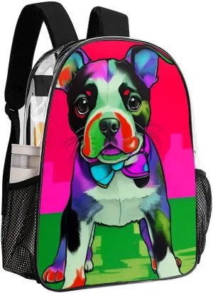 Colorful Dog Daypack Lightweight Multipurpose Anti-Theft Shoulder Bag Large Capacity Laptop Book Bag Rucksack Transparent Bag