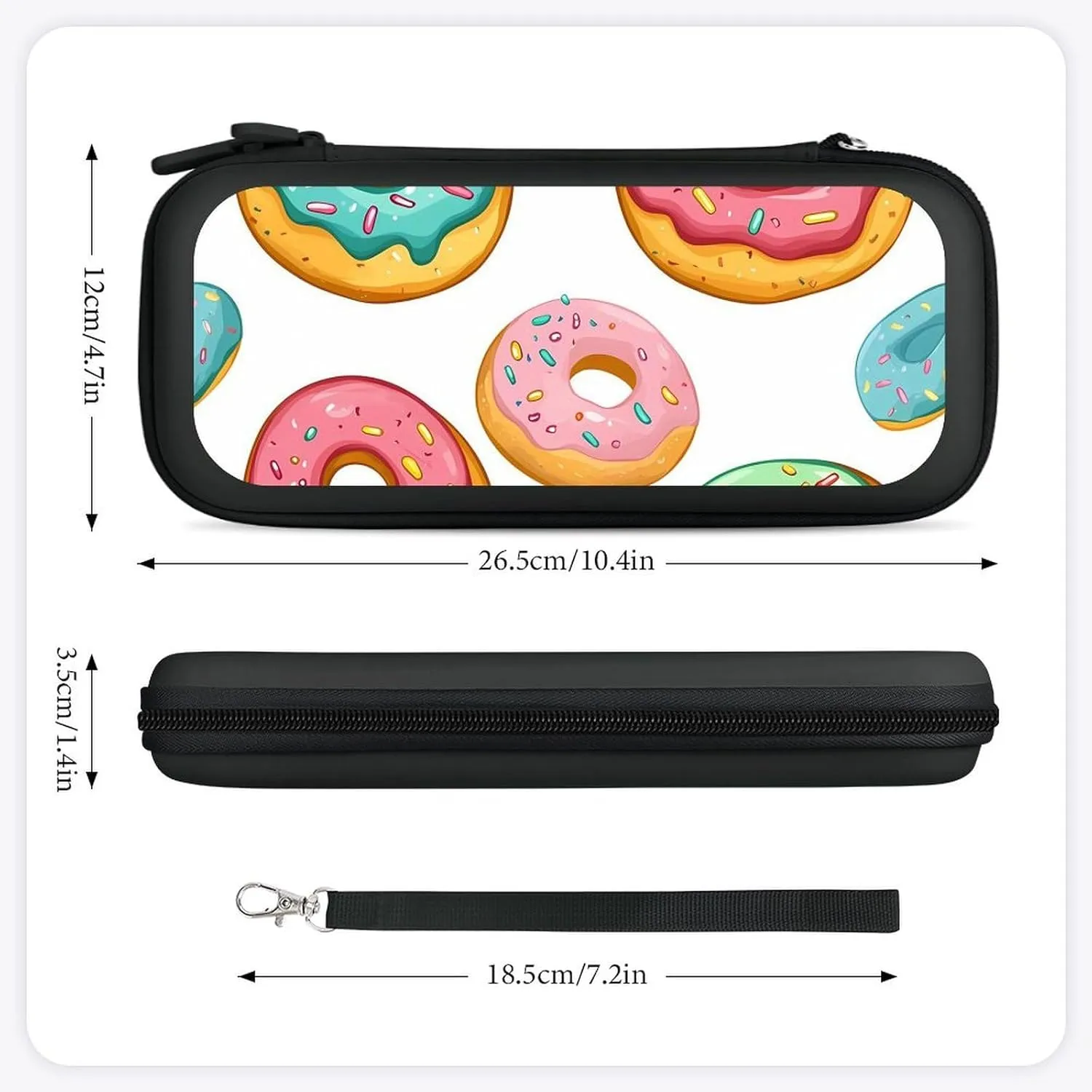 Colorful Doughnuts Compatible with Switch Carrying Case Hard Travel Game Bag Pouch with 15 Games Accessories