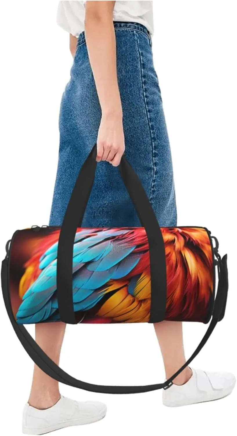 Colorful feathers Travel Duffle Bag for Men Women Sport Gym Bag Foldable Weekender Bag Carry on Overnight Bag for Travel Swimming Basketball