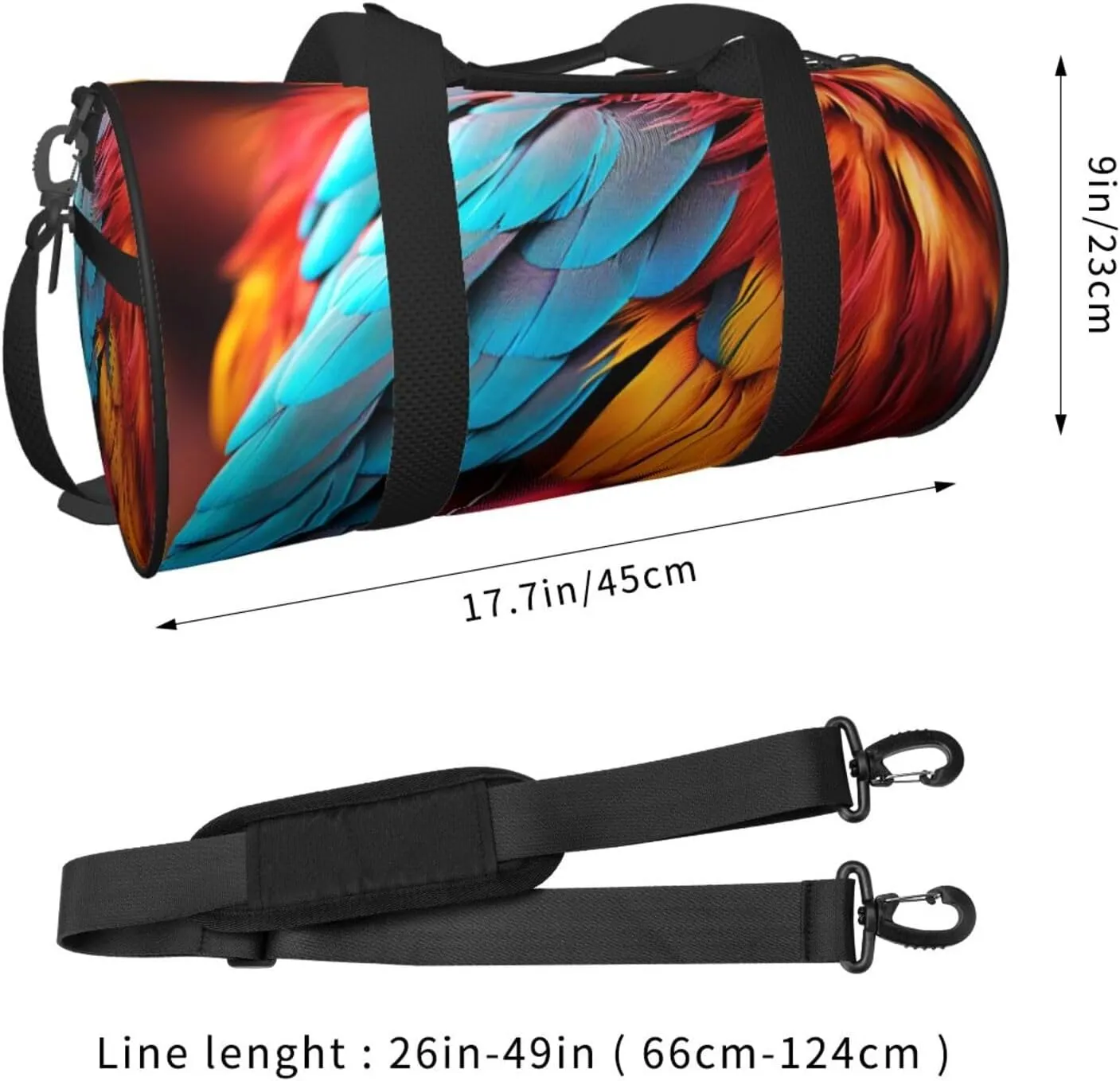 Colorful feathers Travel Duffle Bag for Men Women Sport Gym Bag Foldable Weekender Bag Carry on Overnight Bag for Travel Swimming Basketball