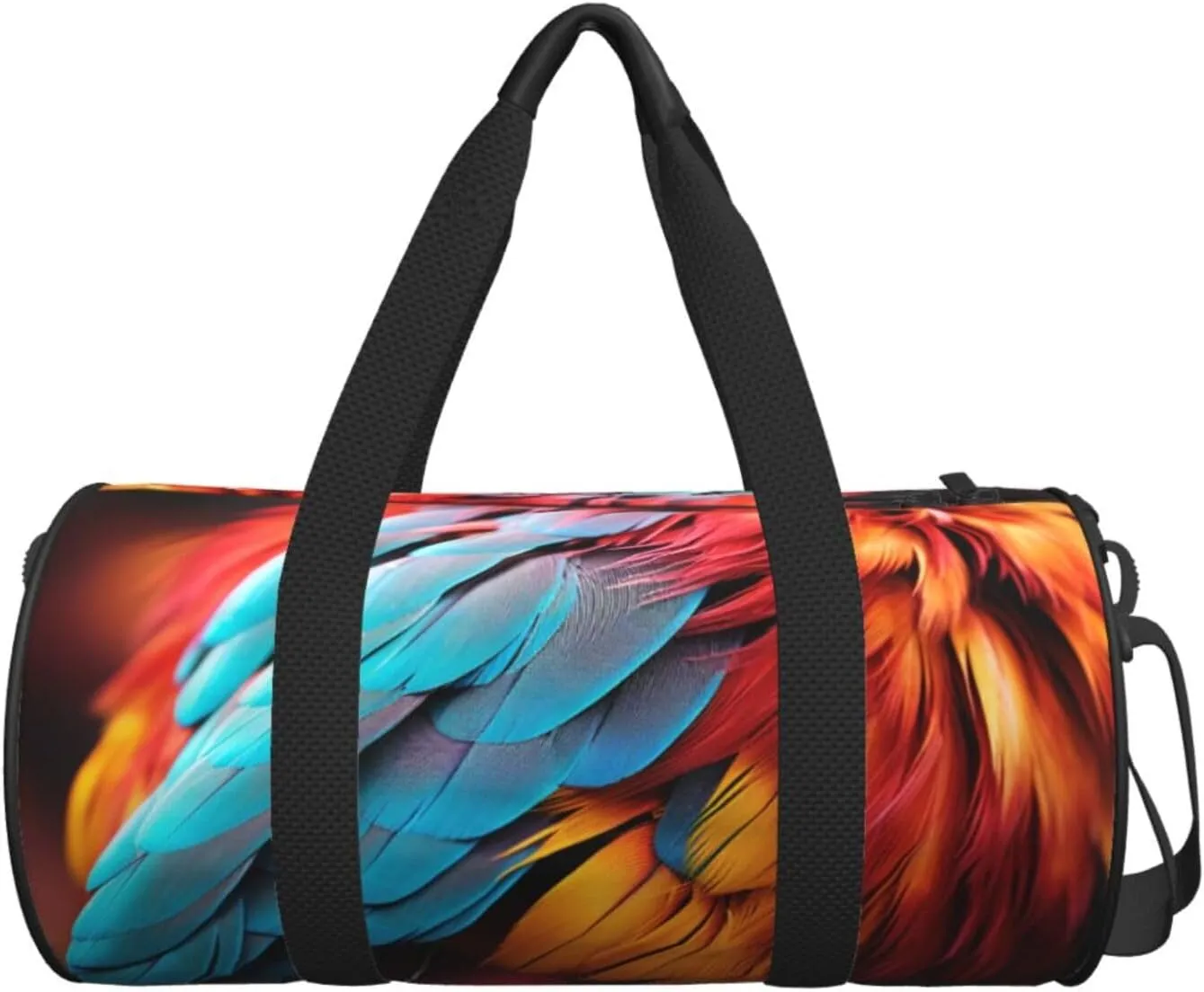 Colorful feathers Travel Duffle Bag for Men Women Sport Gym Bag Foldable Weekender Bag Carry on Overnight Bag for Travel Swimming Basketball