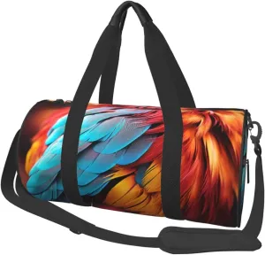 Colorful feathers Travel Duffle Bag for Men Women Sport Gym Bag Foldable Weekender Bag Carry on Overnight Bag for Travel Swimming Basketball