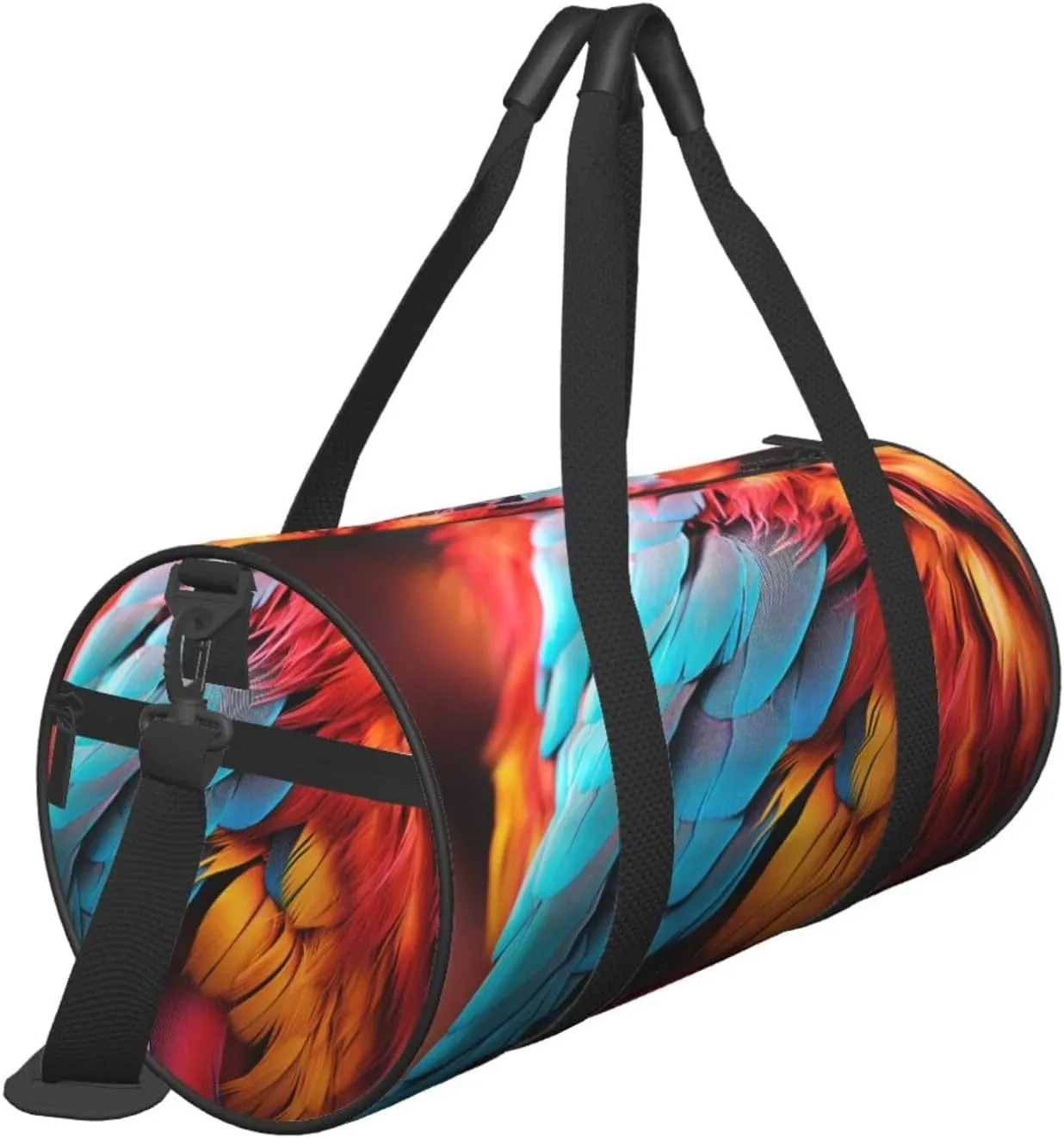 Colorful feathers Travel Duffle Bag for Men Women Sport Gym Bag Foldable Weekender Bag Carry on Overnight Bag for Travel Swimming Basketball