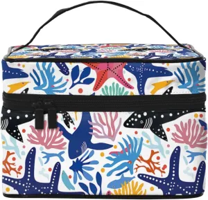 Colorful Seastar Corals Makeup Bag for Women Travel Cosmetic Bag Large Makeup Case Portable Toiletry Skincare Organizer Bag
