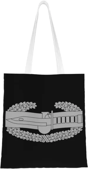 Combat Action Badge Tote Bag for Women Canvas Shopping Bags Reusable Large Capacity Casual Shoulder Handbags Grocery Bags DIY Gift Bags