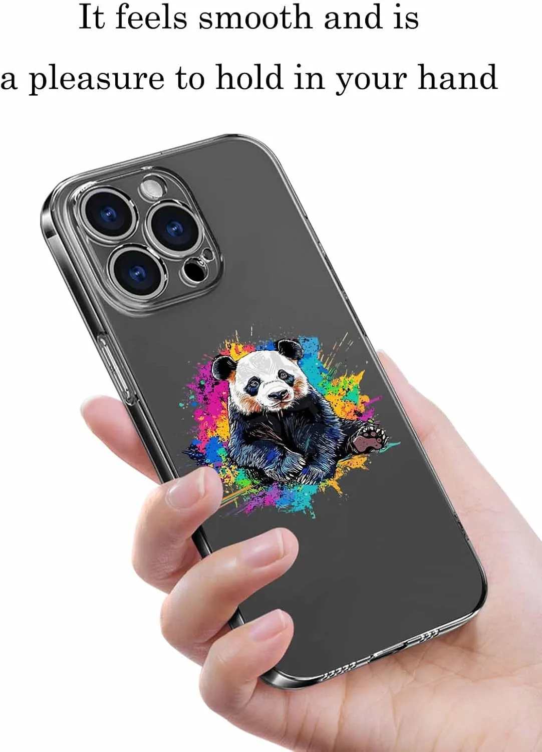 Compatible with iPhone 15 Plus Case 6.7 inch, Abstract Panda Colorful Paint Splatter Splash Animal Clear Phone Case Ultra Slim Thin Anti-Scratch Transparent Phone Cover Shockproof Protective TPU Cover