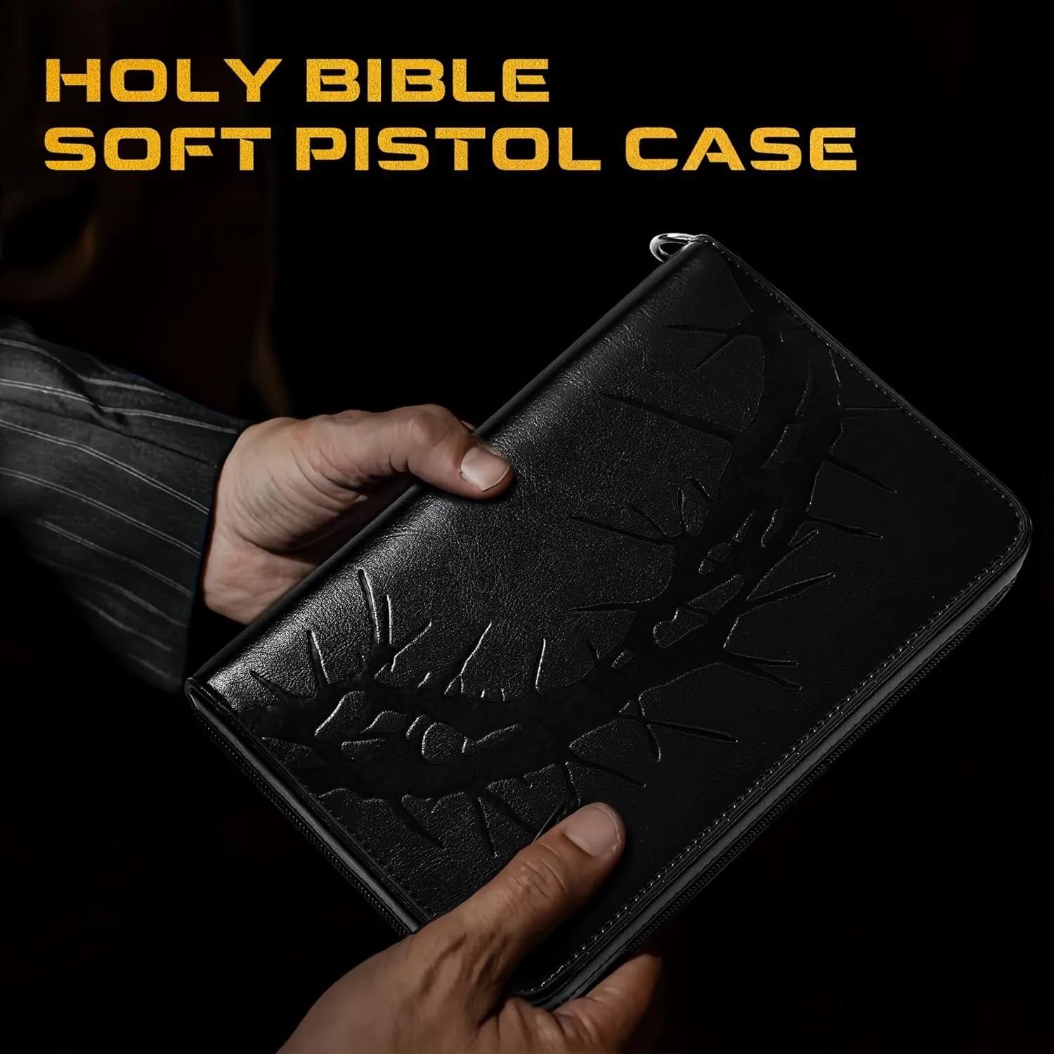 Concealed Carry Holster, Holy Bible Leather Gun Bags, Lockable Soft Pistols Case, Hidden Gun Storage, Book Gun Case for 9mm& Glock&1911 Small Handguns, Perfect Way to Hide Gun