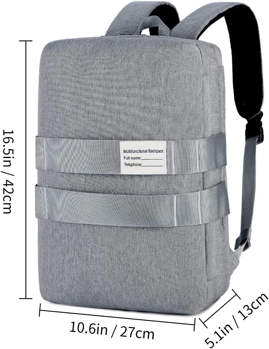 Convertible Laptop Backpack 15.6 Inch - Multi-Functional large Capacity Men Women Oxford cloth Shoulder Messenger Briefcase - for Travel leisure Business Hand held Cross Body Backpack Laptop Bag,(Gray