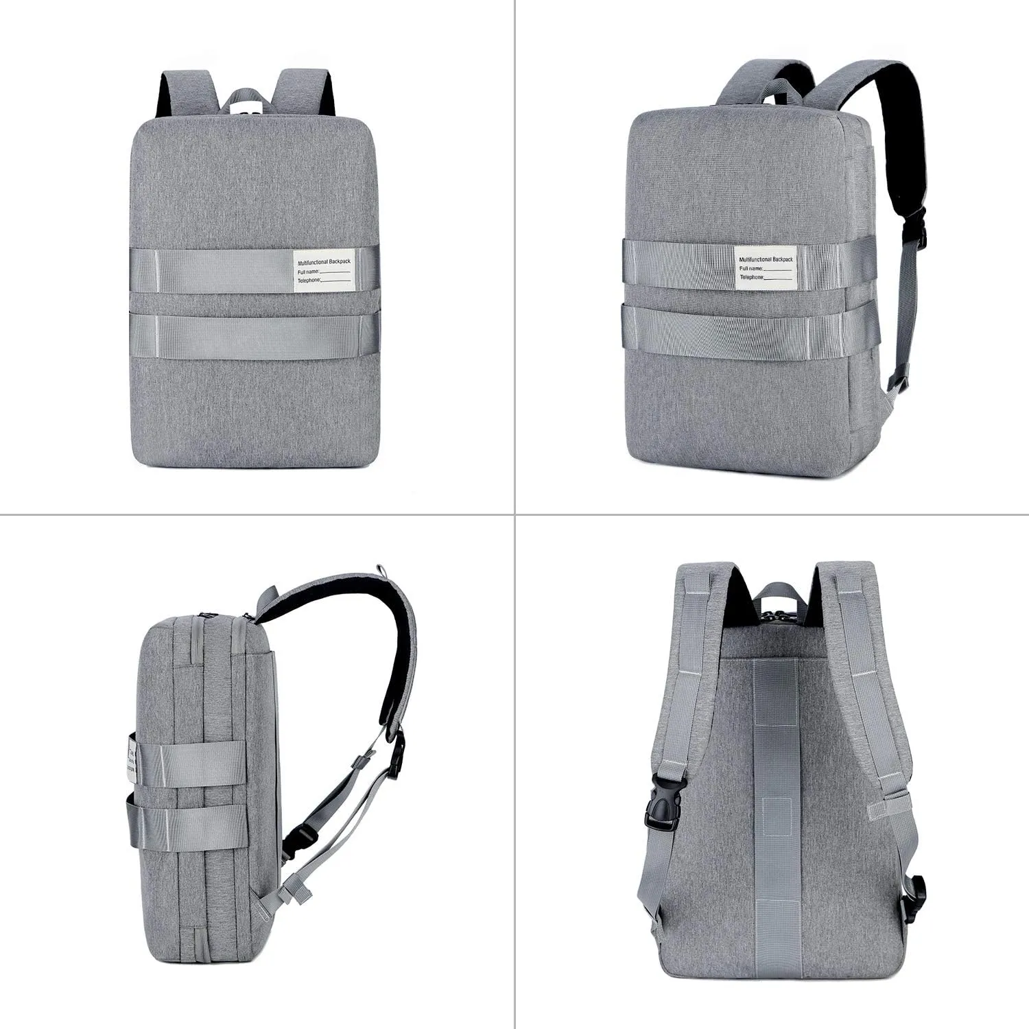 Convertible Laptop Backpack 15.6 Inch - Multi-Functional large Capacity Men Women Oxford cloth Shoulder Messenger Briefcase - for Travel leisure Business Hand held Cross Body Backpack Laptop Bag,(Gray