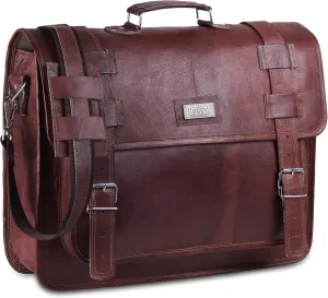 Convertible Leather laptop bag 18 inch and backpack for men – Vintage Full Grain Leather satchel for men – Genuine Leather briefcase for Business – Brown Leather computer bag with rustic look