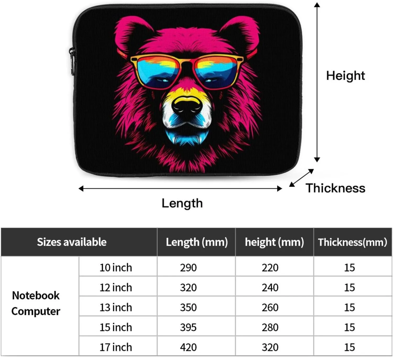 Cool Bear Laptop Inner Bag Laptop Sleeve Case Briefcase Carrying Laptop Cover