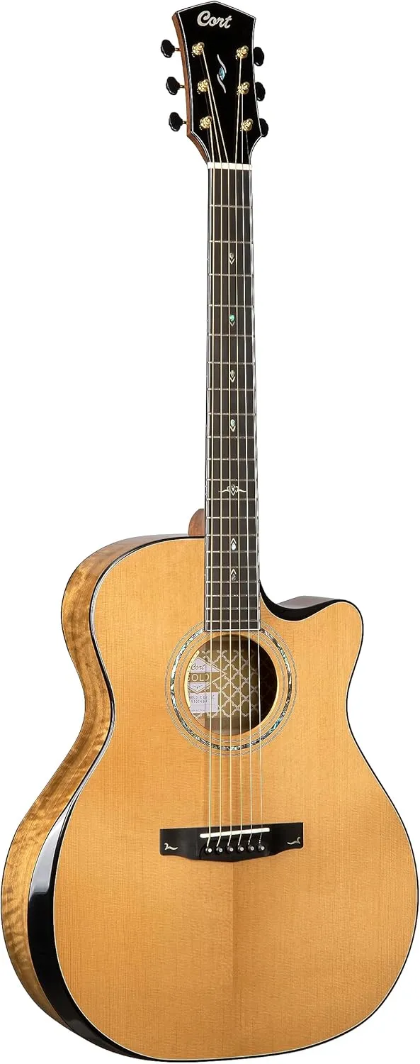 Cort 6 String Acoustic-Electric Guitar, Right, Natural Glossy, Full (GOLDEDGENAT)