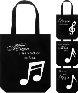 Coume 24 Pcs Music Note Totes Bag Bulk Canvas Handbag Reusable Shopping Bags for Students Teacher Music Lover Gifts