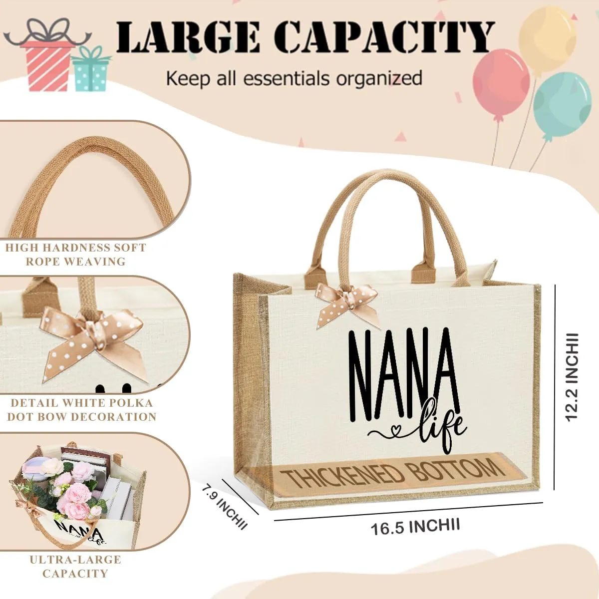 Crap Bag Healthy Boss Best ball mom Nana Auntie Mimi Granny Mamaw Mama Gifts Burlap reusable grocery bags for Women