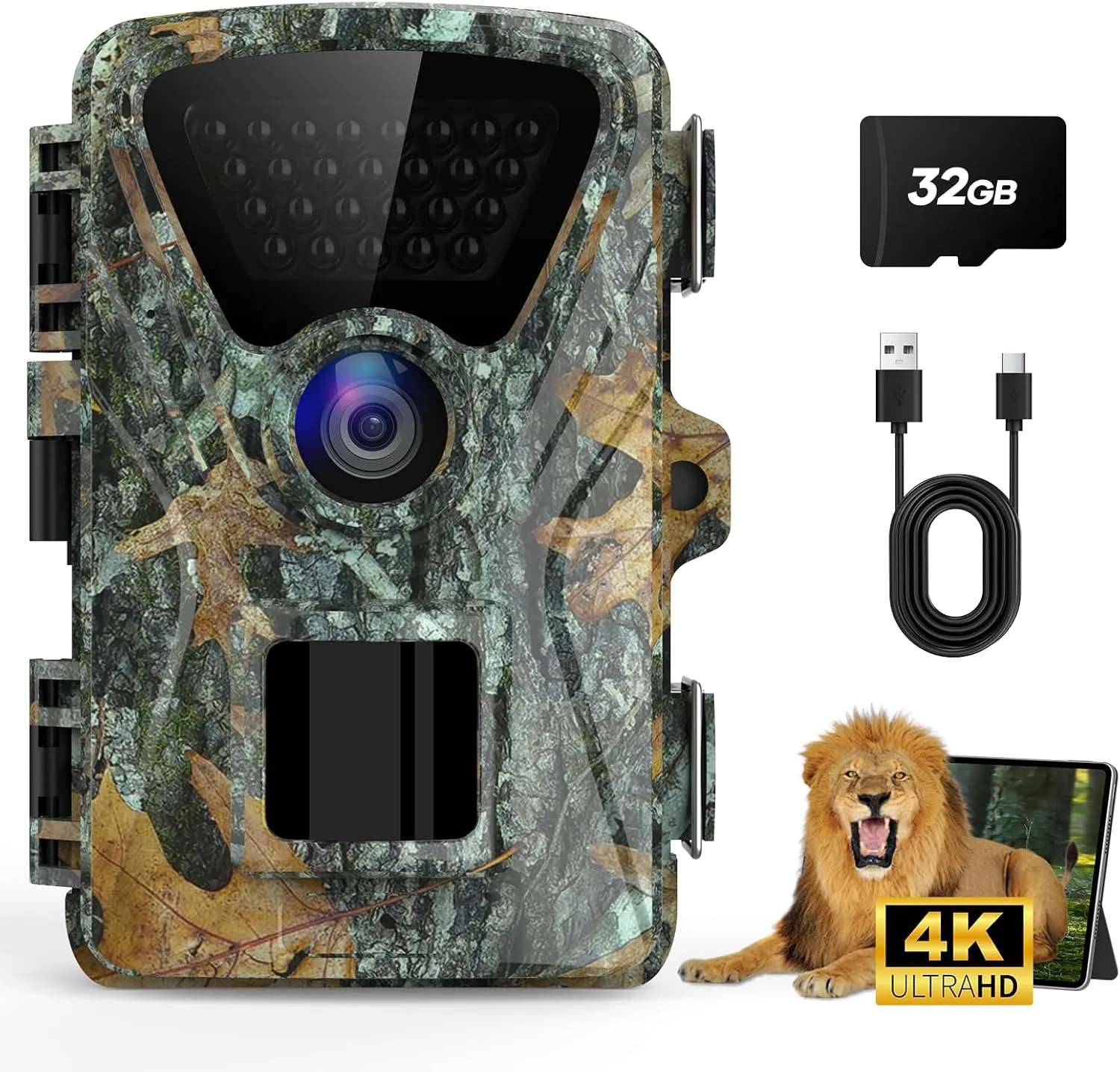 Crenova Trail Camera, 4K 48MP Game Camera with Night Vision Motion, 0.1s Trigger Hunting Trail Cam, IP66 Waterproof 130°Wide-Angle Deer Camera 98ft IR Sensing for Outdoor Wildlife Monitoring