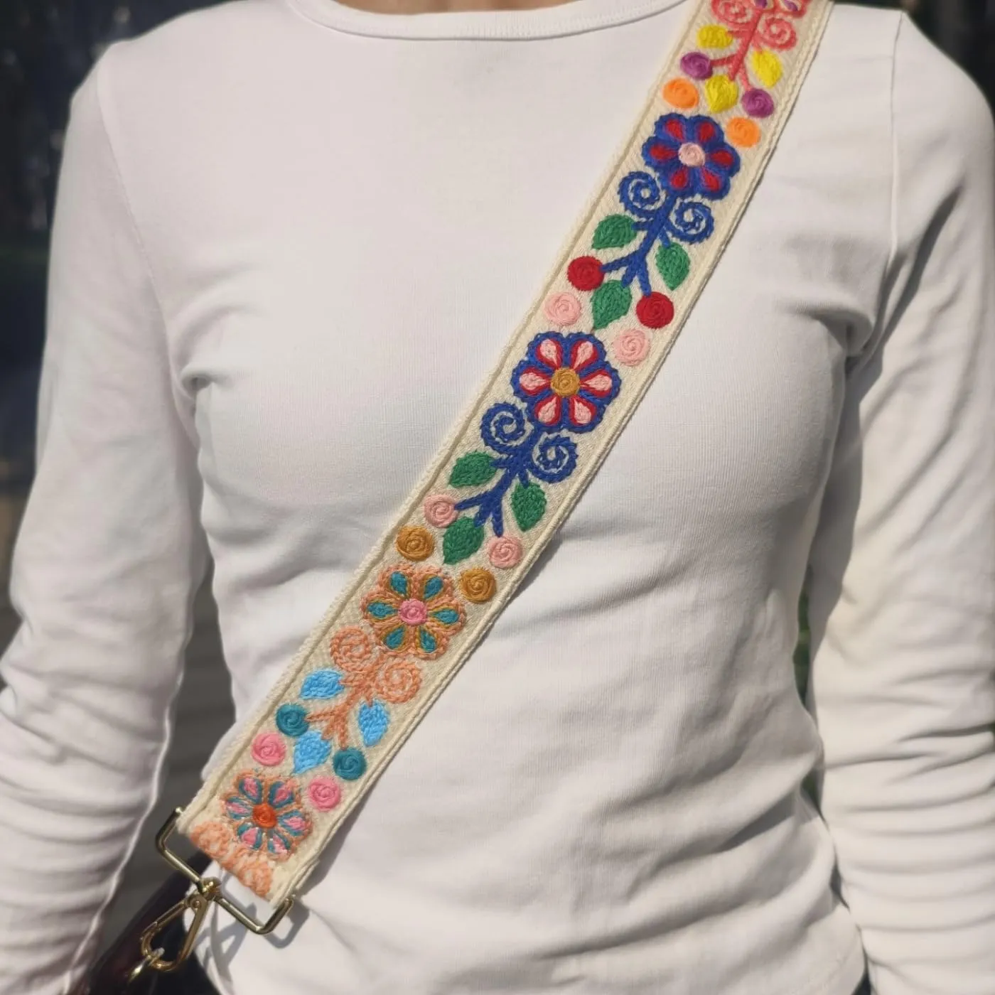 Crochet Flower Purse Strap,Knit Wide Replacement Crossbody for Shoulder Strap Bag Adjustable 2inch Guitar Strap