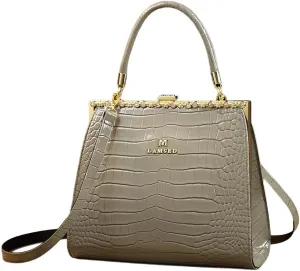 Crocodile Pattern Leather Women's Bag Diamonds Clip Top Handle Satchel Crossbody Handbags Evening Bag Purses Shoulder Bags
