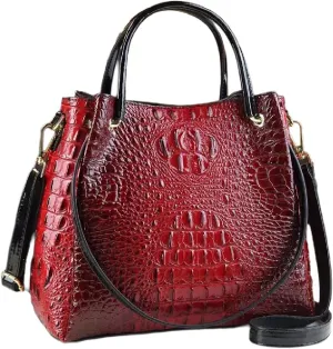 Crocodile Pattern Leather Women's Bag Top-Handle Satchel Handbags Bucket Purse Portable Tote Bag Shoulder Messenger Bags