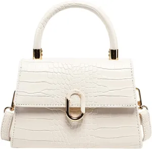 Crocodile Pattern Top-Handle Handbag, Faux Leather Vintage Alligator Print Shoulder Purse, Novelty Unique Tote Crossbody Bag
