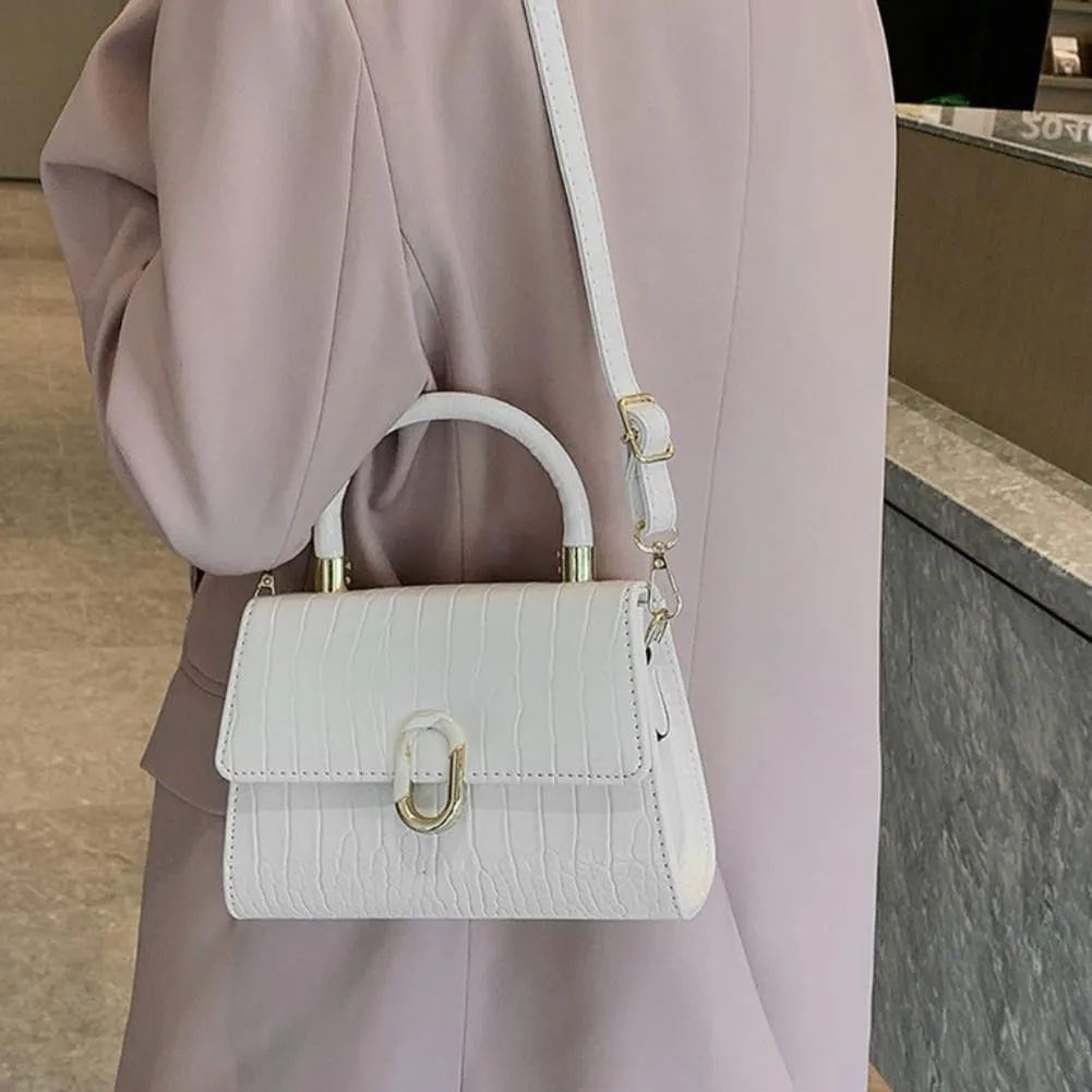 Crocodile Pattern Top-Handle Handbag, Faux Leather Vintage Alligator Print Shoulder Purse, Novelty Unique Tote Crossbody Bag