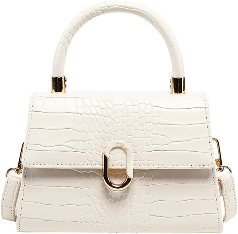 Crocodile Pattern Top-Handle Handbag, Faux Leather Vintage Alligator Print Shoulder Purse, Novelty Unique Tote Crossbody Bag
