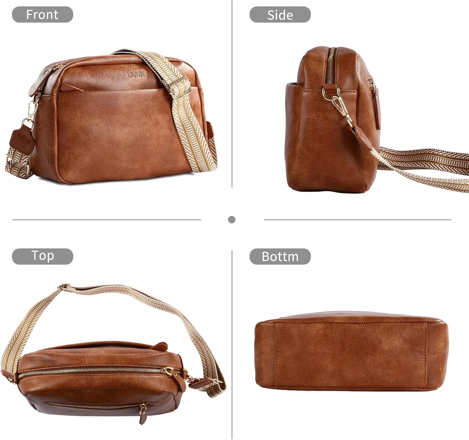 Crossbody Bags for Women, Fashion Large Size Vegan Leather Purse Shoulder Handbag with Adjustable Wide Strap