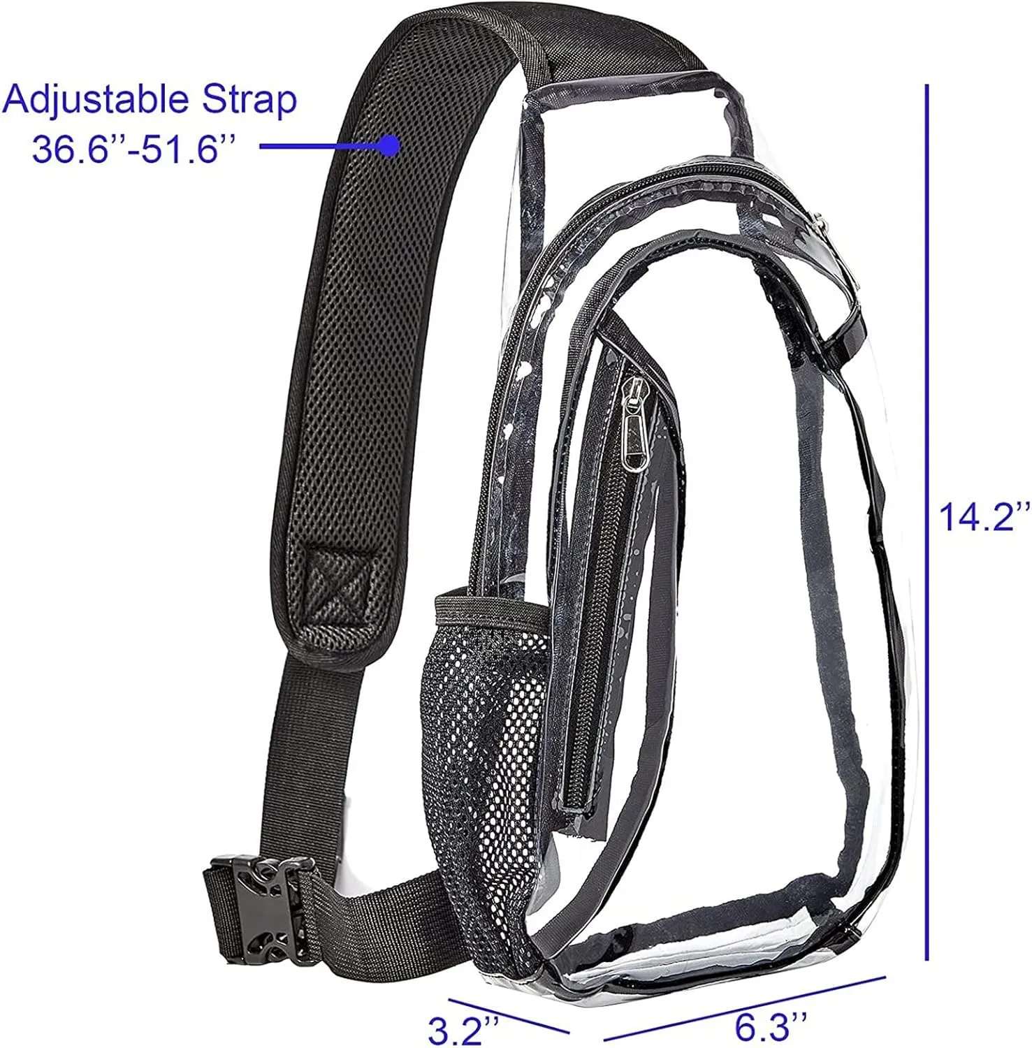 Crossbody Bags for Women Men Transparent PVC Shoulder Bag Outdoor Travel Leisure Sports Visual Bag Adjustable