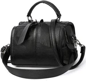 Crossbody Bags for Women PU Leather Satchel Handbags Cylinder Purse Small Boston Bag Shoulder Hobo Top Handle Bags