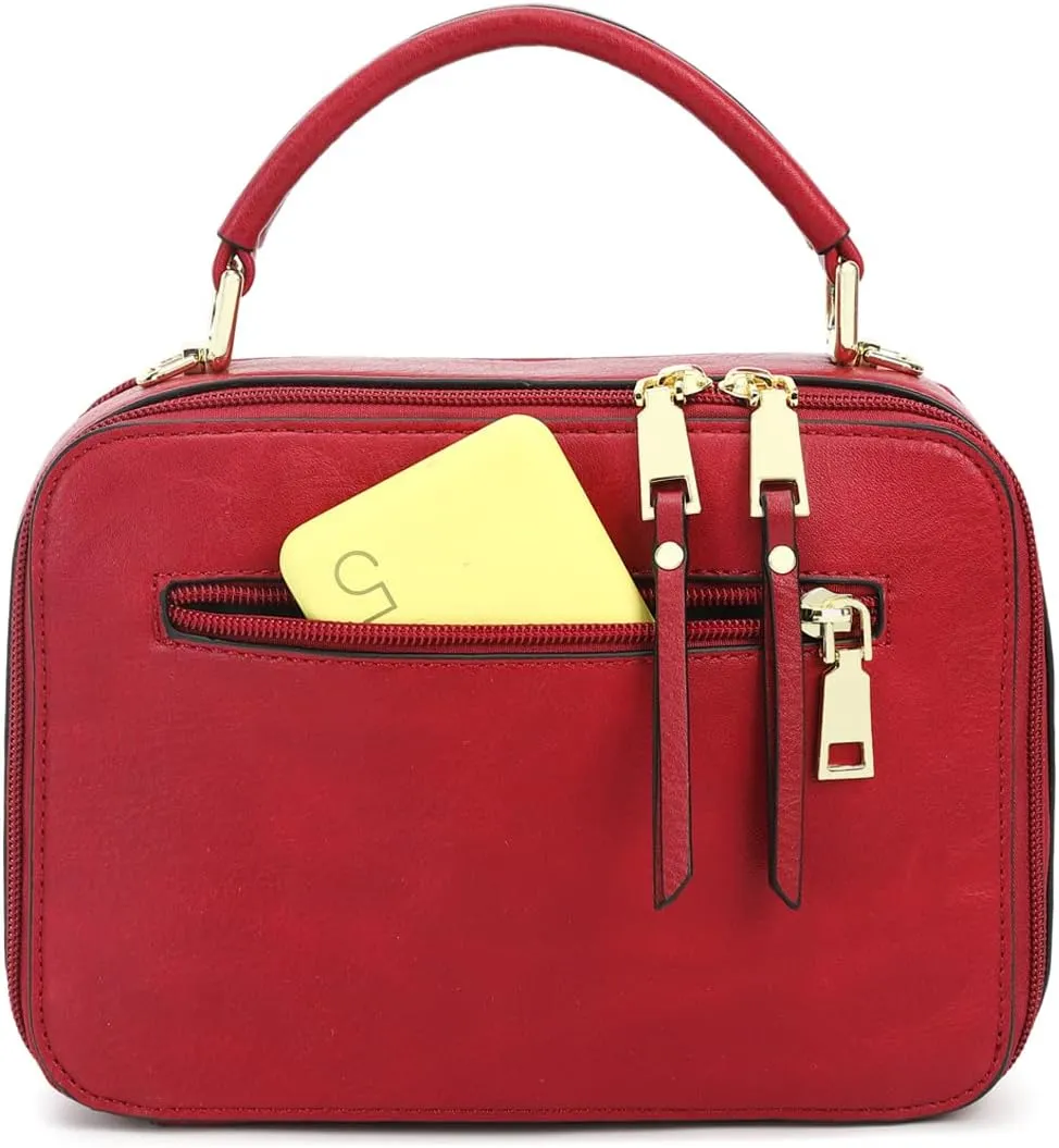 Crossbody Bags for Women, Trendy Design Satchels Shoulder Bag Handbags Tote Bag Double Zip Top-Handle Bags Purse