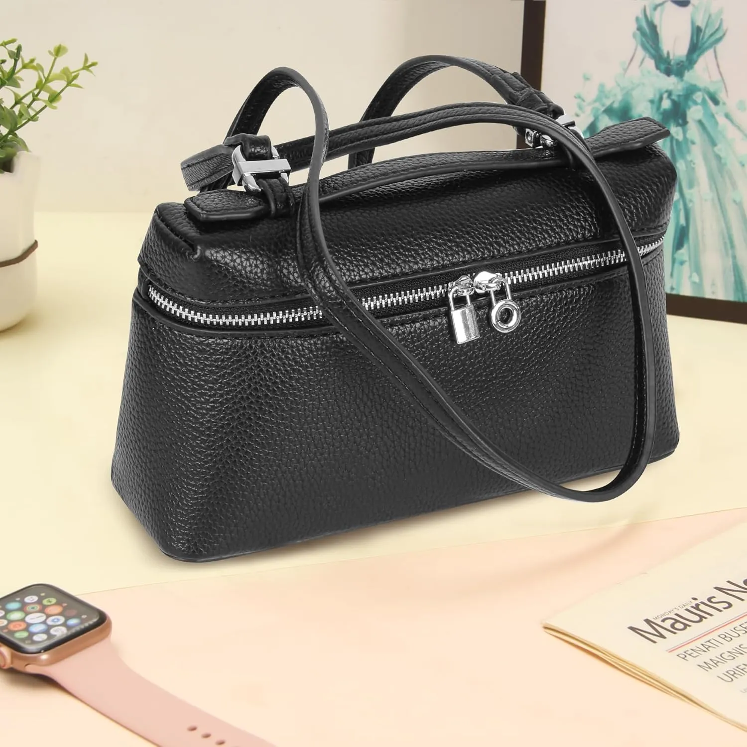 Crossbody Bags for Women,Small Top-Handle Pouch Purse Designer,Chic Handbags Shoulder Bag with Detachable Strap