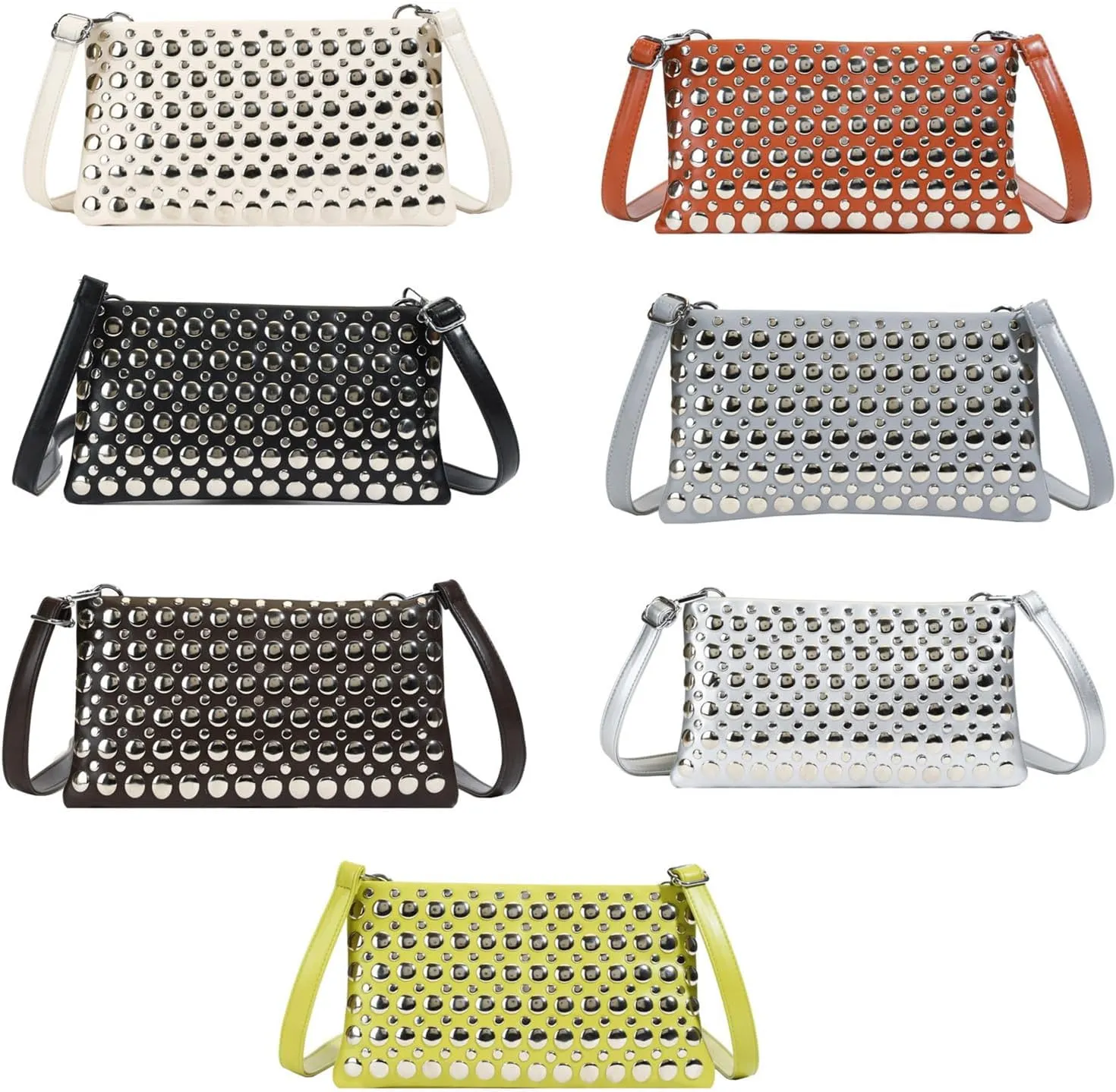 Crossbody Purse for Women,Soft Pu Leather Crossbody Bag Women's Shoulder Handbags Clutches with Rivets Studded Designs