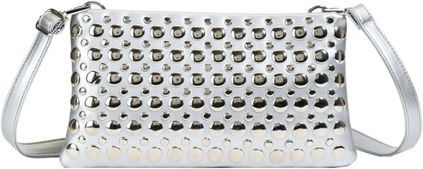 Crossbody Purse for Women,Soft Pu Leather Crossbody Bag Women's Shoulder Handbags Clutches with Rivets Studded Designs