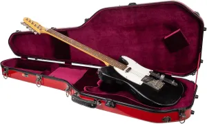 Crossrock Fiberglass Guitar Case for Telecaster and Stratocaster Style Electric Guitars, TSA Lock-Red (CRF2020GSTRD)
