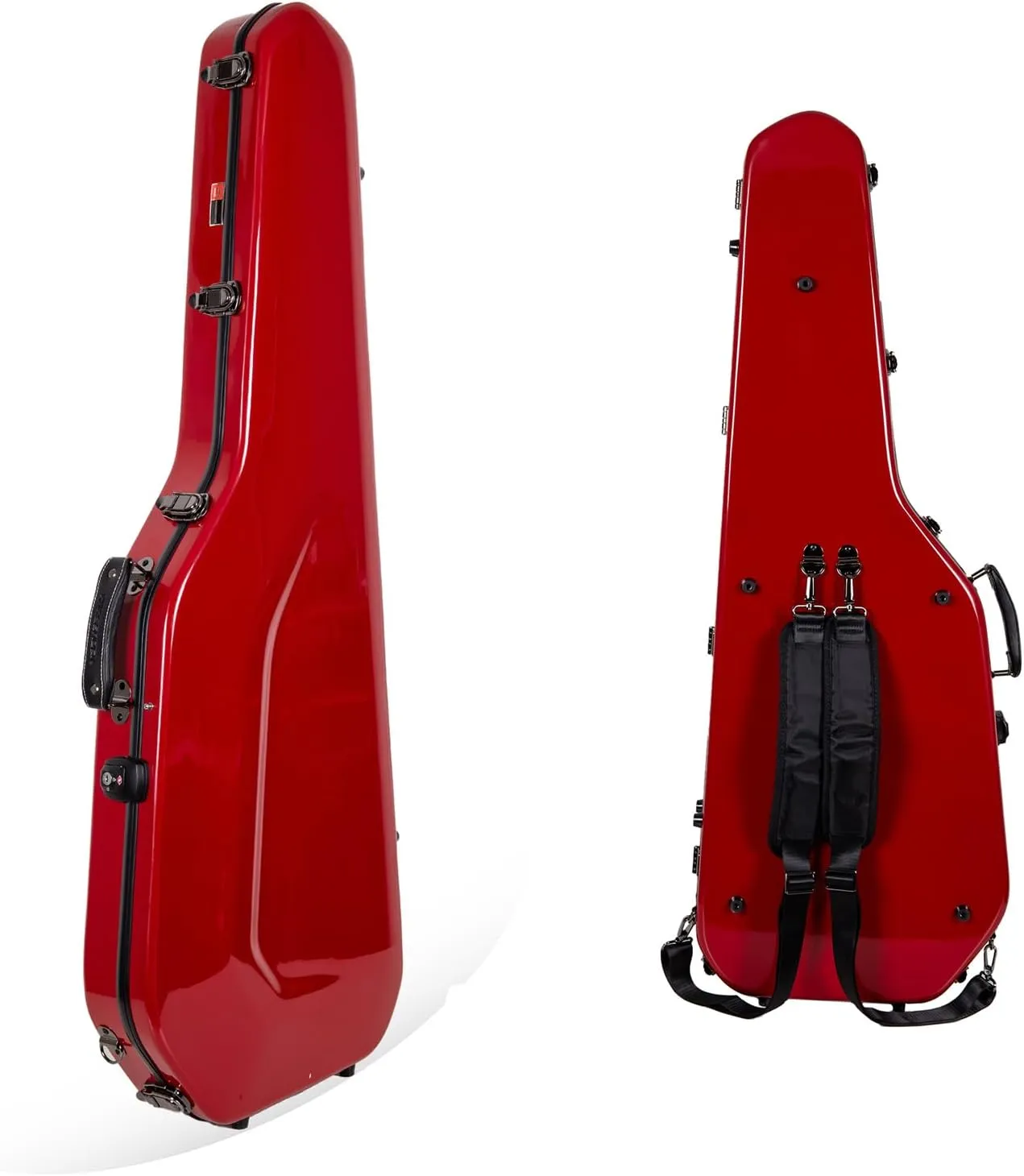 Crossrock Fiberglass Guitar Case for Telecaster and Stratocaster Style Electric Guitars, TSA Lock-Red (CRF2020GSTRD)