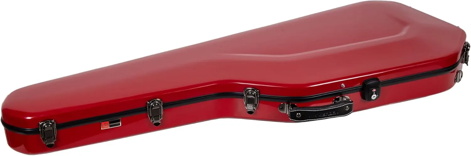 Crossrock Fiberglass Guitar Case for Telecaster and Stratocaster Style Electric Guitars, TSA Lock-Red (CRF2020GSTRD)