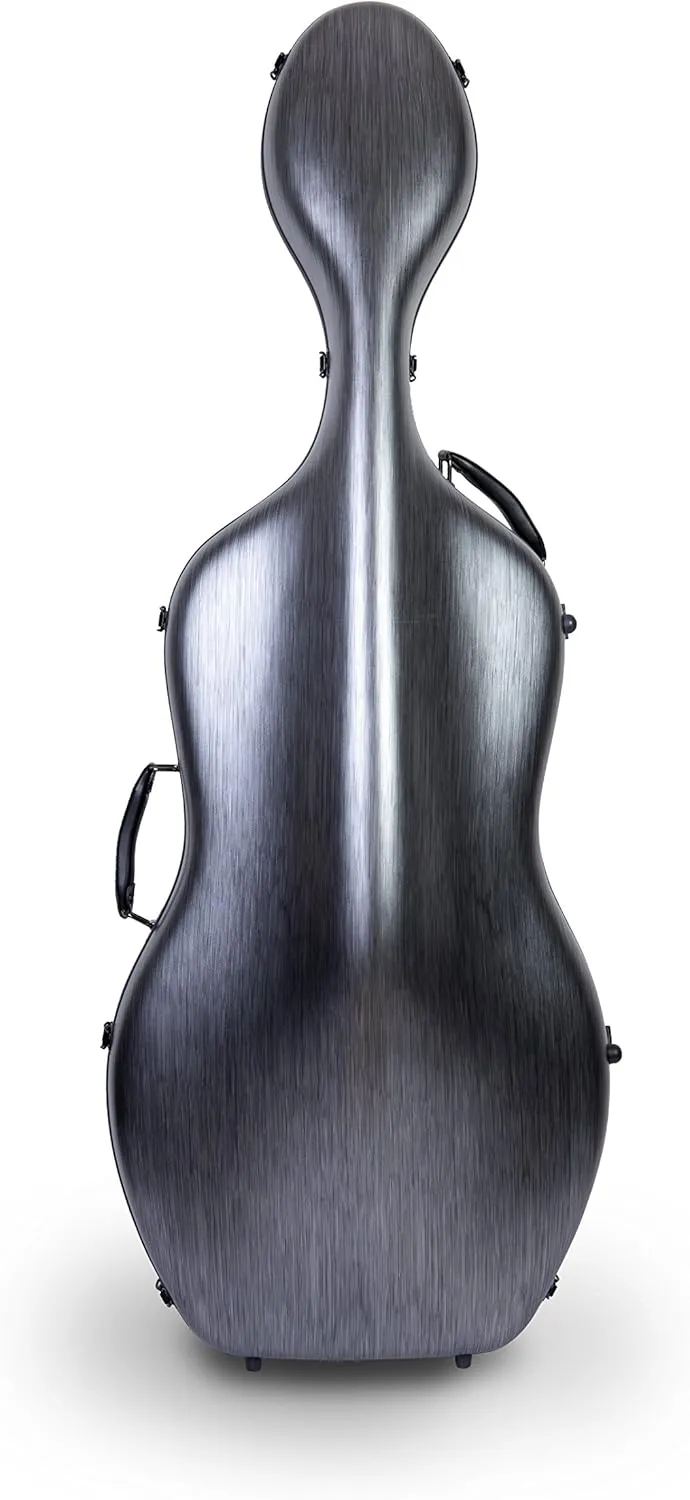 Crossrock Poly Carbon Cello Case for 4/4 Full-Size | Matte Black Finish, Wheels, Lightweight & Durable – Best for School Orchestra & Student Musicians