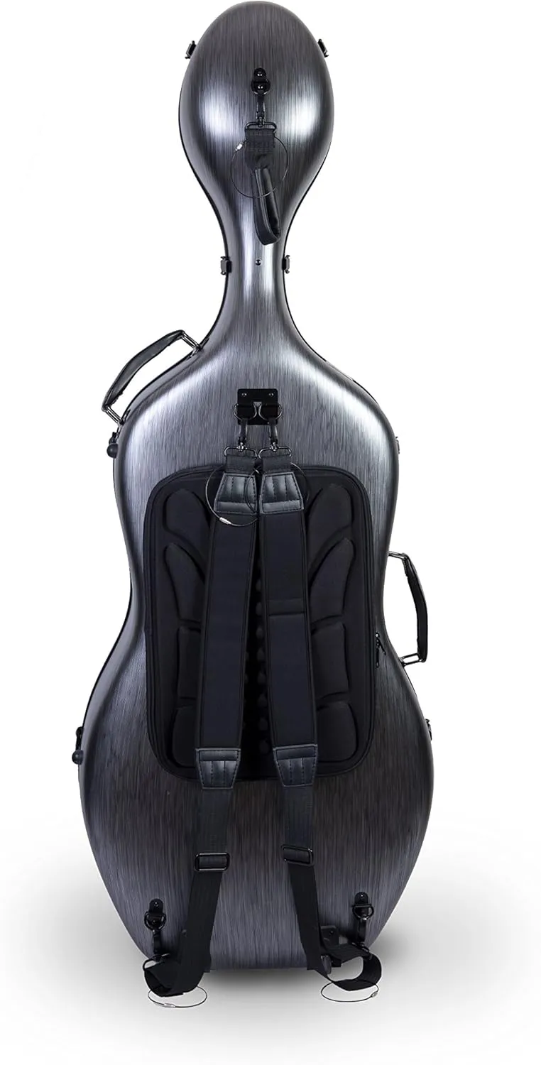 Crossrock Poly Carbon Cello Case for 4/4 Full-Size | Matte Black Finish, Wheels, Lightweight & Durable – Best for School Orchestra & Student Musicians