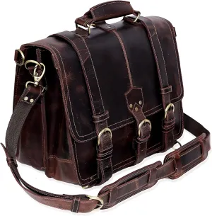 cuero Leather briefcase 18 Inch Laptop Messenger Bags for Men and Women Best Office College briefcase Shoulder Bag